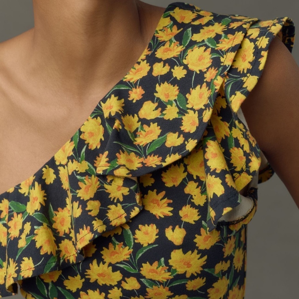 MAEVE FROM ANTHROPOLOGIE ONE SHOULDER RUFFLE TOP SIZE MED - Picture 2 of 6